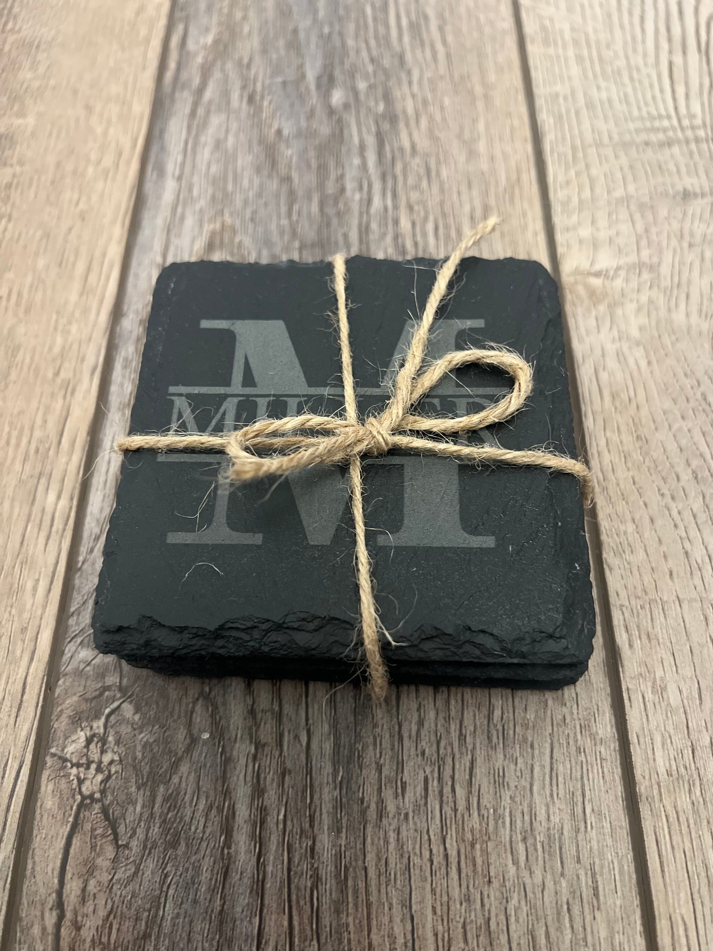 Monogrammed Slate Coasters, Set of 4